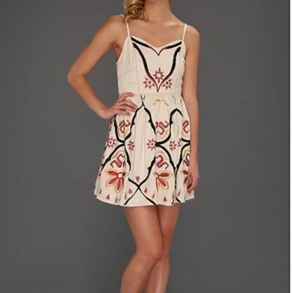 Free People Garden Party Mini Dress Embroidered Floral Women’s 2